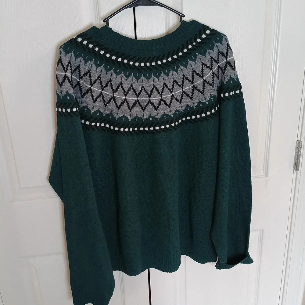 Weatherproof Vintage Sweater Mens XXL Green Excellent Fair Isle Knit Pullover